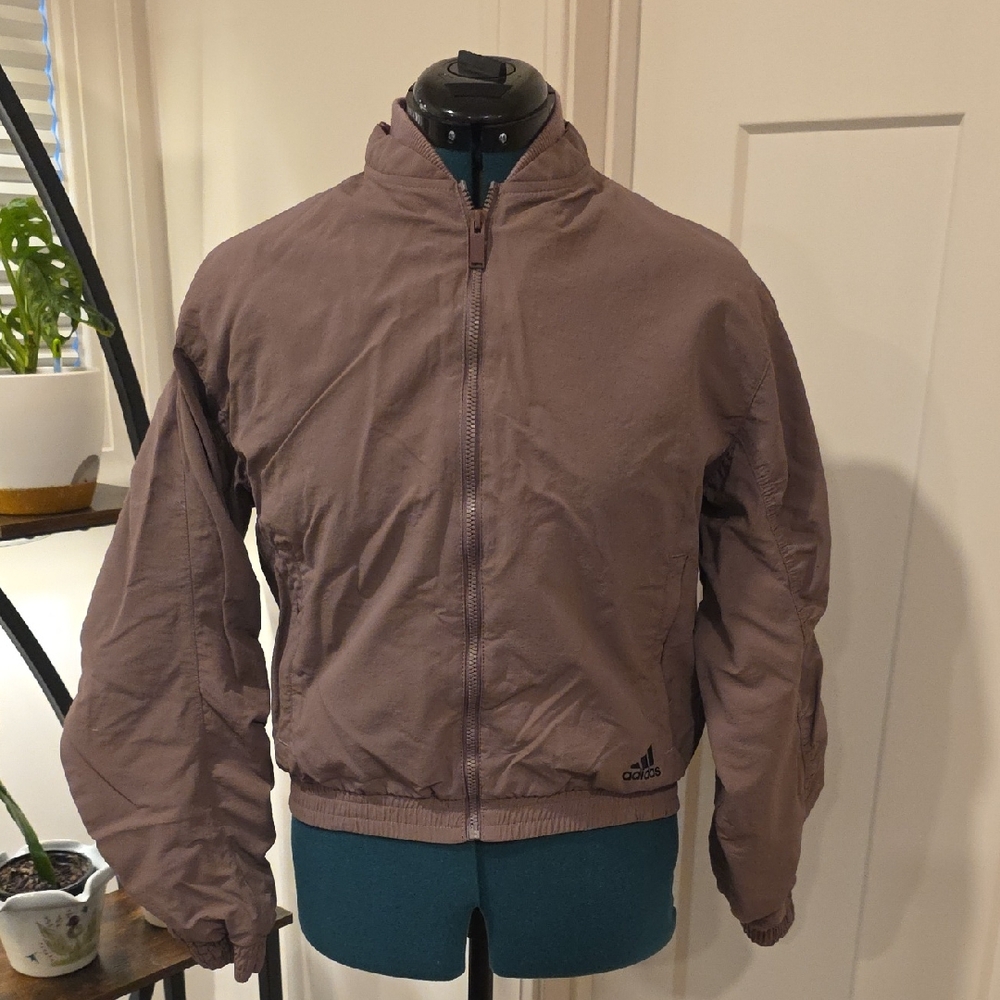 Adidas Women's Hooded Bomber Jacket in Mauve Taupe